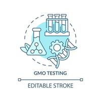 GMO testing turquoise concept icon. Food testing service abstract idea thin line illustration. Quality control, assessment. Isolated outline drawing. Editable stroke. Arial, Myriad Pro-Bold fonts used vector