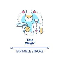 Lose weight concept icon. Keeping joints healthy tip abstract idea thin line illustration. Aerobic exercises. Isolated outline drawing. Editable stroke. Arial, Myriad Pro-Bold fonts used vector
