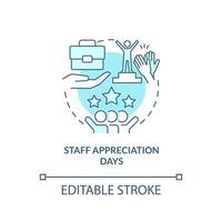 Staff appreciation days turquoise concept icon. HR organizing skills abstract idea thin line illustration. Isolated outline drawing. Editable stroke. Arial, Myriad Pro-Bold fonts used vector