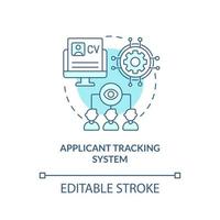 Applicant tracking system turquoise concept icon. Software for recruitment. HR skills abstract idea thin line illustration. Isolated outline drawing. Editable stroke. Arial, Myriad Pro-Bold fonts used vector