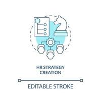 HR strategy creation turquoise concept icon. Business planning. Working skills abstract idea thin line illustration. Isolated outline drawing. Editable stroke. Arial, Myriad Pro-Bold fonts used vector