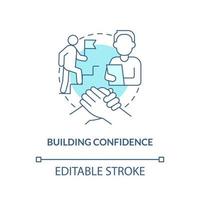 Building confidence turquoise concept icon. Increase motivation. HR skills abstract idea thin line illustration. Isolated outline drawing. Editable stroke. Arial, Myriad Pro-Bold fonts used vector