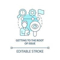 Getting to root of issue turquoise concept icon. Efficient problems solve. HR skills abstract idea thin line illustration. Isolated outline drawing. Editable stroke. Arial, Myriad Pro-Bold fonts used vector