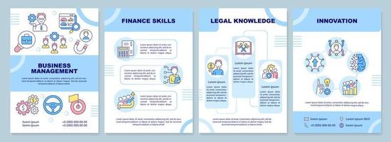 HR skills blue brochure template. Professional recruitment. Leaflet design with linear icons. 4 vector layouts for presentation, annual reports. Arial-Black, Myriad Pro-Regular fonts used