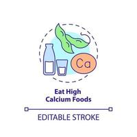 Eat high calcium foods concept icon. Maintaining healthy joints and bones abstract idea thin line illustration. Isolated outline drawing. Editable stroke. Arial, Myriad Pro-Bold fonts used vector