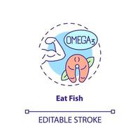 Eat fish concept icon. Natural relief from arthritis pain advice abstract idea thin line illustration. Omega fatty acids. Isolated outline drawing. Editable stroke. Arial, Myriad Pro-Bold fonts used vector