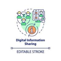 Digital information sharing concept icon. Communication online. Farming trends abstract idea thin line illustration. Isolated outline drawing. Editable stroke. Arial, Myriad Pro-Bold fonts used vector