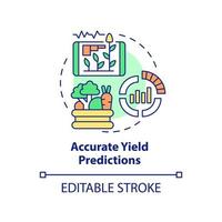 Accurate yield predictions concept icon. Agriculture industry. Current farming trends abstract idea thin line illustration. Isolated outline drawing. Editable stroke. Arial, Myriad Pro-Bold fonts used vector