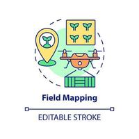 Field mapping concept icon. Agricultural innovation. Farming trends abstract idea thin line illustration. Isolated outline drawing. Editable stroke. Arial, Myriad Pro-Bold fonts used vector