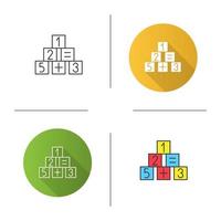 Math blocks icon. Flat design, linear and color styles. Educational game. Isolated vector illustrations