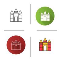 Castle building blocks icon. Flat design, linear and color styles. Isolated vector illustrations