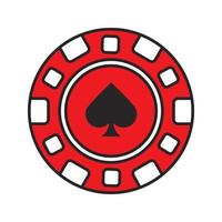 Casino chip color icon. Gambling token with spade sign. Casino. Isolated vector illustration