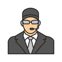 Security guard color icon. Bodyguard. Isolated vector illustration