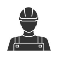 Builder glyph icon. Construction worker. Silhouette symbol. Negative space. Vector isolated illustration