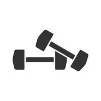 Dumbbells glyph icon. Silhouette symbol. Negative space. Fitness equipment. Vector isolated illustration