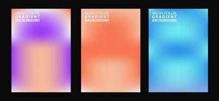 Abstract Blurred Gradiant Mesh Background in Bright Colors 3 set template vector