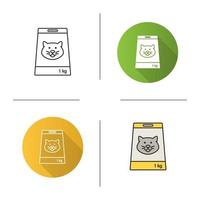 Cats food icon. Flat design, linear and color styles. Pet nutrition. Isolated vector illustrations