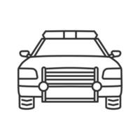 Police car linear icon. Thin line illustration. Contour symbol. Vector isolated outline drawing