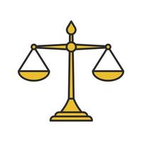 Justice scales color icon. Equality. Judgement. Isolated vector illustration