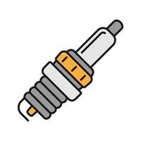 Car spark plug color icon. Isolated vector illustration