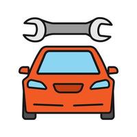 Car with spanner color icon. Auto workshop. Repair service. Isolated vector illustration