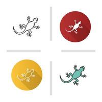 Lizard icon. Flat design, linear and color styles. Salamander. Isolated vector illustrations