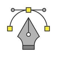 Fountain pen nib color icon. Computer pen tool. Drawing. Isolated vector illustration