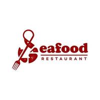 Seafood restaurant logo typography. Red prawn, watercolor illustration. Business card. vector
