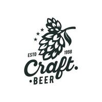 Craft beer logo- vector illustration of hops, emblem design on white background.