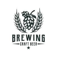 Craft beer logo- vector illustration of hops, emblem design on white background.
