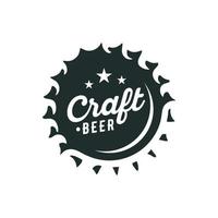 Badge shaped beer bottle cap with CRAFT BEER text and asterisk vector illustration