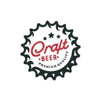 Badge shaped beer bottle cap with CRAFT BEER text and asterisk vector illustration