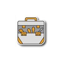 Tool bag patch. Toolbox. Color sticker. Vector isolated illustration