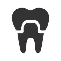 Dental crown glyph icon. Tooth restoration. Silhouette symbol. Negative space. Vector isolated illustration