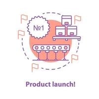 Product launch concept icon. Realized project idea thin line illustration. Vector isolated outline drawing