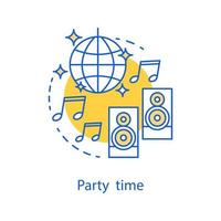Party time concept icon. Disco idea thin line illustration. Entertainment. Vector isolated outline drawing