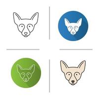 Chihuahua icon. Chi. Toy dog breed. Flat design, linear and color styles. Isolated vector illustrations