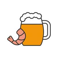 Beer mug with shrimp color icon. Ale. Isolated vector illustration