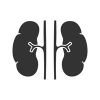 Human kidneys glyph icon. Urinary system. Silhouette symbol. Negative space. Vector isolated illustration