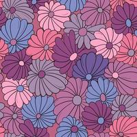 Seamless pattern background with different abstract flowers. Chamomile, aster vector