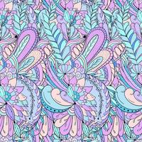 Seamless pattern of leaves, flowers and berries. Floral background vector