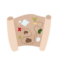 Pirate map on a white background. An old map of the island. Treasure Search vector