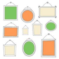 Photo frame on the wall. A set of frames for paintings on the wall. Gallery vector