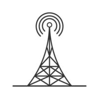 Radio tower linear icon. Thin line illustration. Antenna. Contour symbol. Vector isolated outline drawing