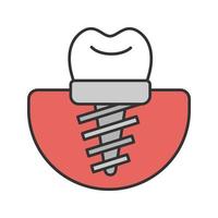 Dental implant color icon. Endosseous implant. Isolated vector illustration