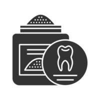 Tooth powder glyph icon. Dentifrice. Silhouette symbol. Negative space. Vector isolated illustration