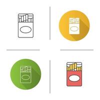 Open cigarette pack icon. Smoking. Flat design, linear and color styles. Isolated vector illustrations