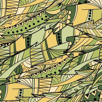 Seamless pattern background with abstract leaves and flower vector