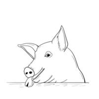 A pig sketch. Chinese New Year vector