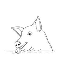 A pig sketch. Chinese New Year vector